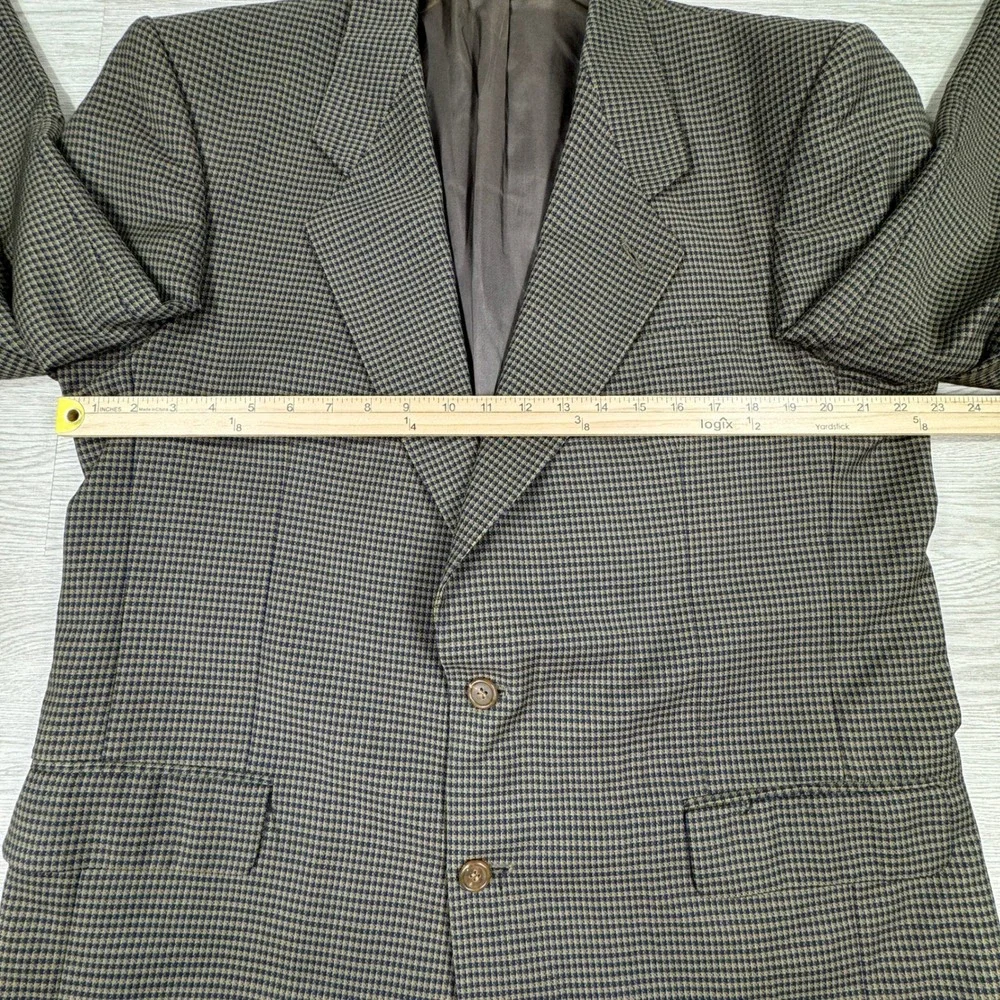 Roberto Villini Mens‎ Blazer Super 100 Wool Houndstooth Brown Green 44 LN Italy